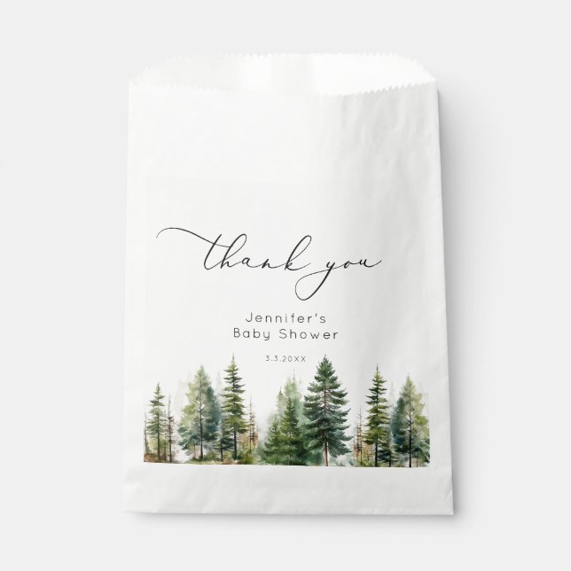 Minimalist elegant forest rustic baby shower favour bags (Front)
