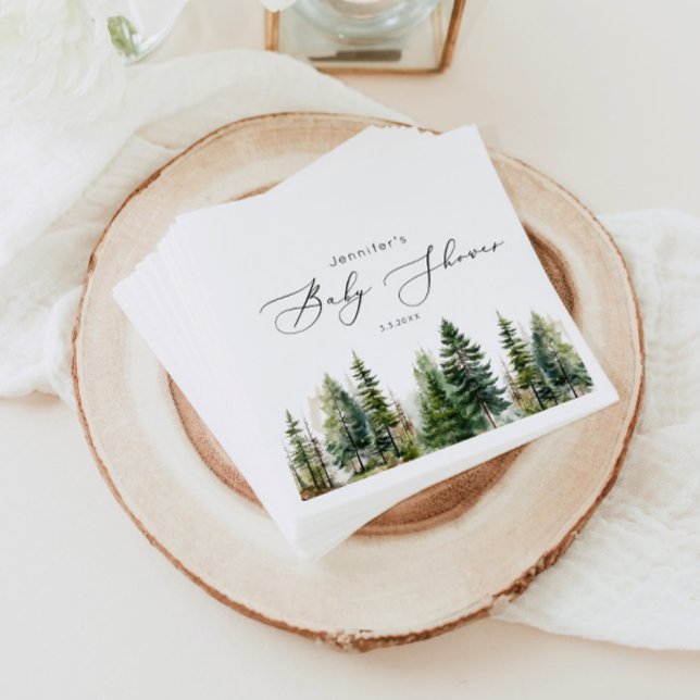 Minimalist elegant forest rustic baby shower napkin (Creator Uploaded)
