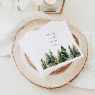 Minimalist elegant forest rustic wedding napkin