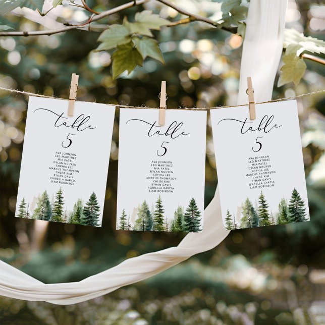 Minimalist elegant Forest Table Seating Chart card (Creator Uploaded)