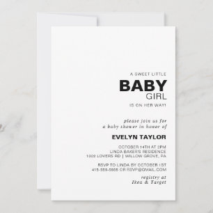 Minimalist Elegant Formal Baby Girl shower Invitation