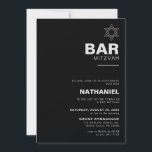 Minimalist Elegant Formal Black Bar Mitzvah   Invitation<br><div class="desc">This minimalist elegant formal black bar mitzvah invitation is perfect for a traditional religious event celebration. The design features a beautiful font in a black white background to compliment your event.</div>