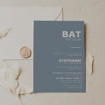 Minimalist Elegant Formal Blue Bat Mitzvah   Invitation<br><div class="desc">This minimalist elegant formal blue white bat mitzvah invitation is perfect for a simple religious event celebration. The design features a beautiful font in a blue background to embellish your event.</div>