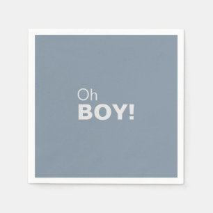 Minimalist Elegant Formal Blue Oh Boy Baby Shower Napkin