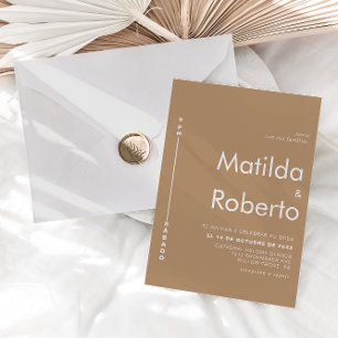 Minimalist Elegant Formal Brown Boda Wedding  Invitation