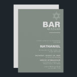 Minimalist Elegant Formal Green Bar Mitzvah  Invitation<br><div class="desc">This minimalist elegant formal green bar mitzvah invitation is perfect for a traditional religious event celebration. The design features a beautiful font in a green background to compliment your event.</div>