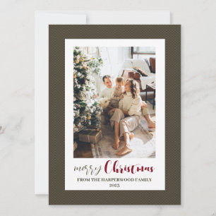 Minimalist Elegant Frame Family Christmas 3 Photo Holiday Card