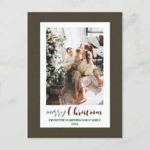 Minimalist Elegant Frame Family Christmas Photo Holiday Postcard