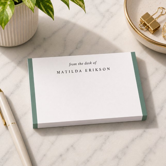 Minimalist Elegant From The Desk Of Green Sticky Post-it Notes (From the desk of stationery sticky notes for coworkers, teachers, solopreneurs, and writers.)