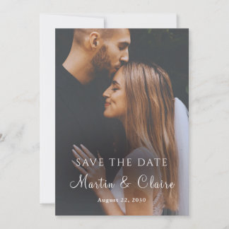 Minimalist Elegant Full Photo Save The Date Card 