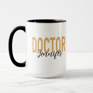 Minimalist & Elegant Gold Doctor with Custom Name Mug