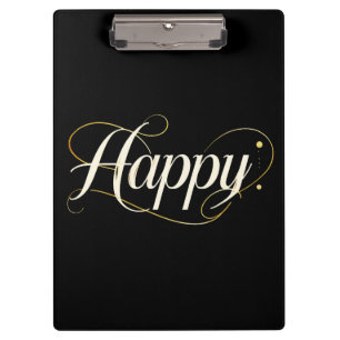 Minimalist Elegant Gold Happy Typography - Classy  Clipboard