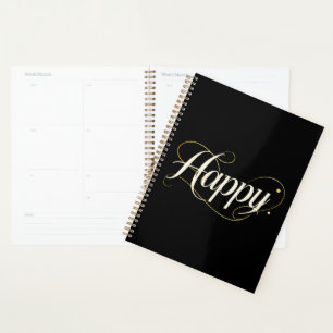 Minimalist Elegant Gold Happy Typography - Classy Planner