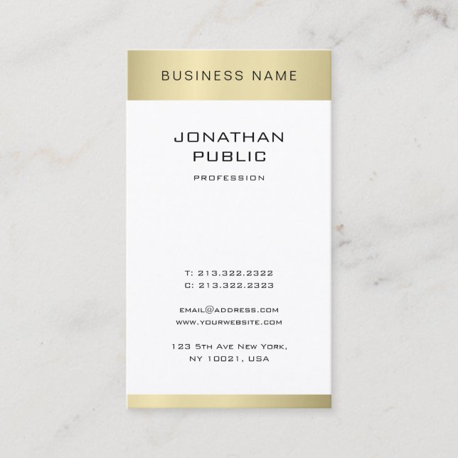 Minimalist Elegant Gold Look Plain Modern Trendy Business Card (Front)