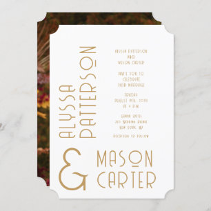 Minimalist Elegant Gold Modern Photo Wedding Invitation