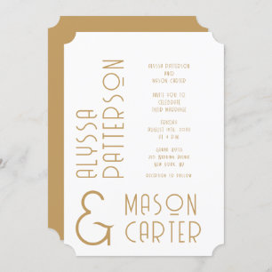 Minimalist Elegant Gold Modern Wedding Invitation