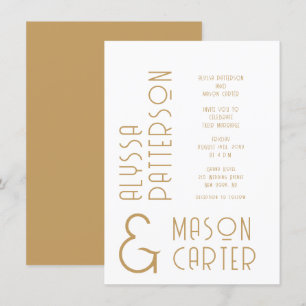 Minimalist Elegant Gold Modern Wedding Invitation