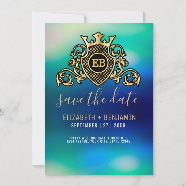 Minimalist Elegant Gold Monogram Invitation (Front)