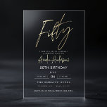 Minimalist Elegant Gold Script 50th Birthday Acrylic Invitations<br><div class="desc">Celebrate a golden milestone with the Minimalist Elegant Gold Script 50th Birthday Acrylic Invitation. Designed with a sleek and modern aesthetic, this invitation features sophisticated gold script on premium acrylic for a luxurious and timeless look. Perfect for an elegant 50th birthday celebration, it sets the tone for an unforgettable event....</div>