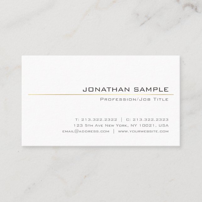Minimalist Elegant Gold Stripe Design Trendy Plain Business Card (Front)