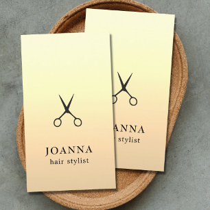 Minimalist Elegant Golden Black Scissors Hair Business Card