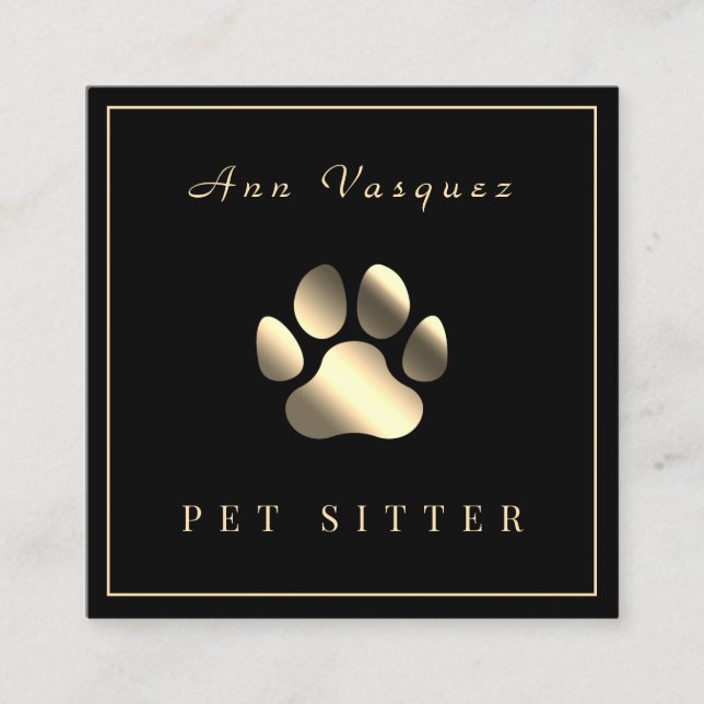 Minimalist elegant golden paw  square business card (Front)