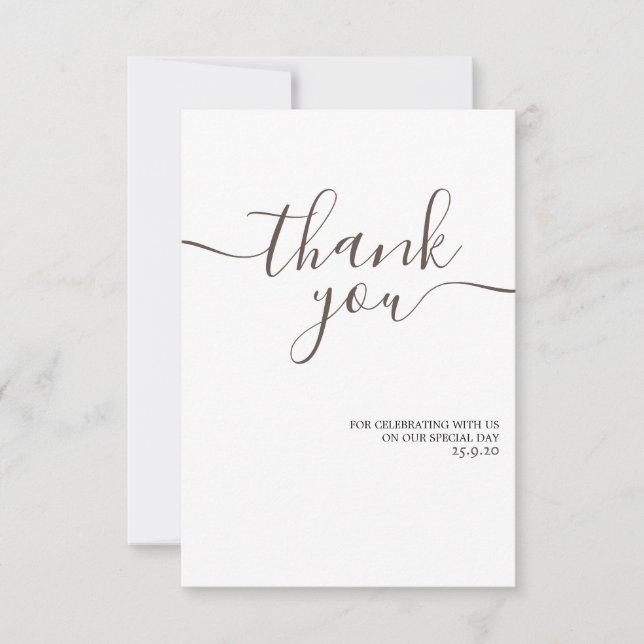 Minimalist & Elegant golden Wedding Thank You Card (Front)