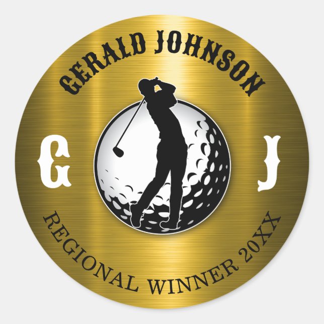 Minimalist Elegant Golf Design Classic Round Stick Classic Round Sticker (Front)