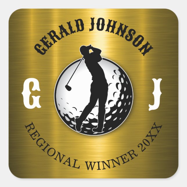 Minimalist Elegant Golf Design Classic Round Stick Square Sticker (Front)