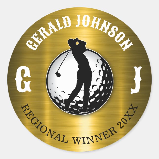 Minimalist Elegant Golf Design Classic Round Stick Sticker (Front)