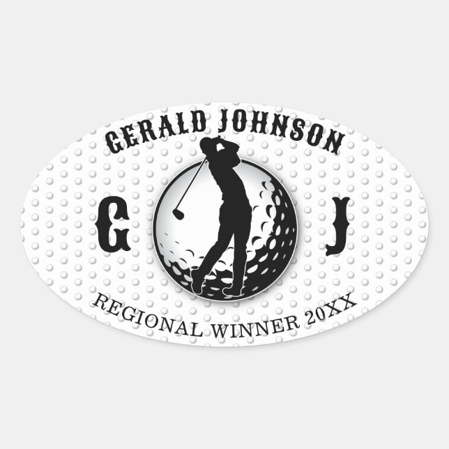 Minimalist Elegant Golf Design Oval Sticker (Front)