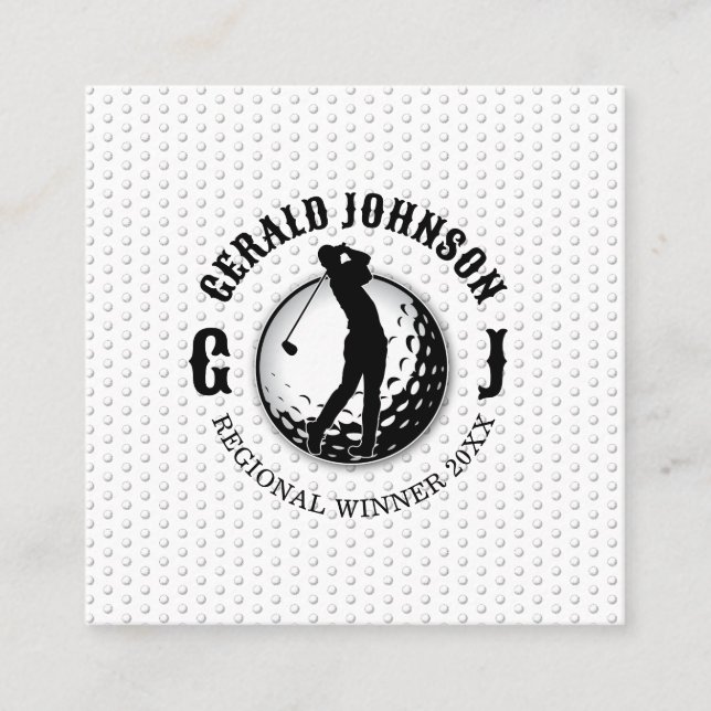 Minimalist Elegant Golf Design Square Business Card (Front)