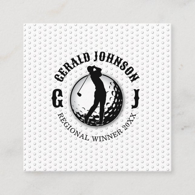 Minimalist Elegant Golf Design Square Business Card (Front)