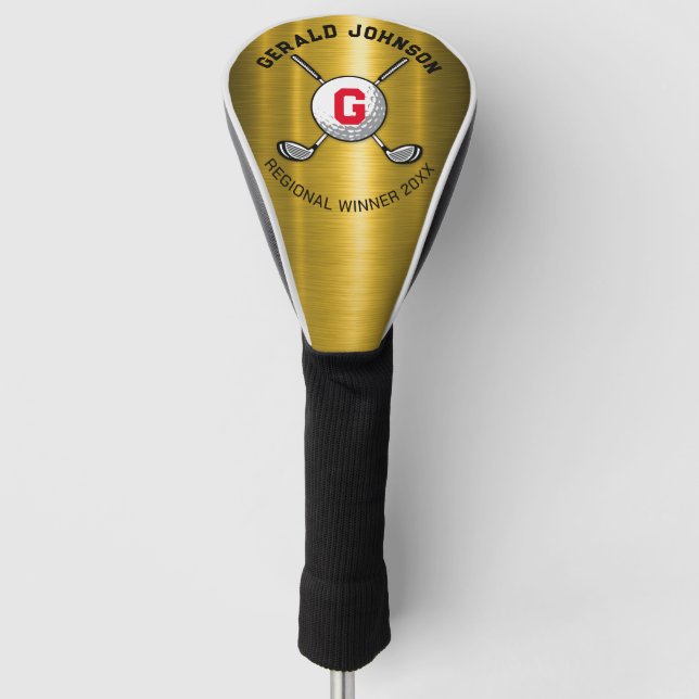 Minimalist Elegant Golf Monogram Design Head Cover (Front)