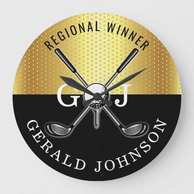 Minimalist Elegant Golf Monogram Design Large Clock (Front)