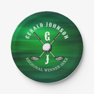 Minimalist Elegant Golf Monogram Design Paper Plate
