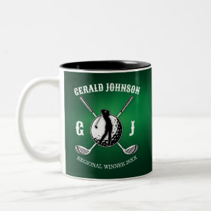 Minimalist Elegant Golf Monogram Design Two-Tone Coffee Mug