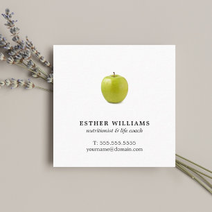 Minimalist Elegant Green Apple Nutritionist Square Business Card
