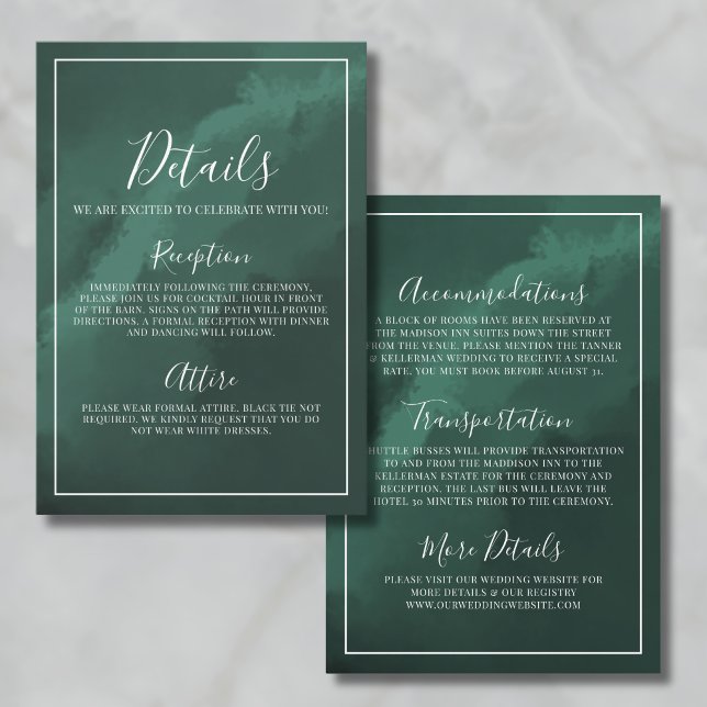 Minimalist Elegant Green Wedding Details Enclosure Card (Minimalist Elegant Green Wedding Details Enclosure Card)