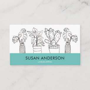 Minimalist Elegant  Greenery Houseplants  Business Card