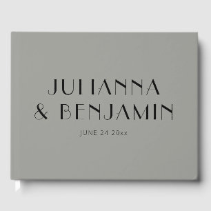 Minimalist Elegant Grey and Black Custom Wedding Guest Book