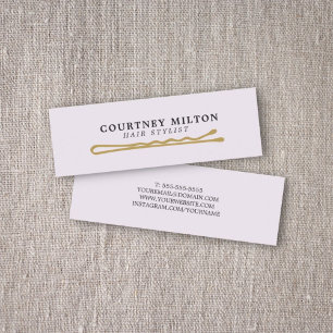 Minimalist Elegant Hair Pin Hairdresser Mini Business Card