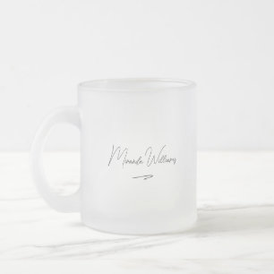 Minimalist Elegant Handwritten Custom Name Frosted Glass Coffee Mug