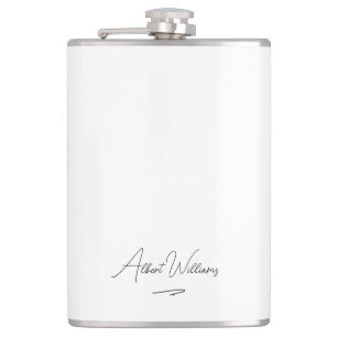 Minimalist Elegant Handwritten Custom Name Hip Flask