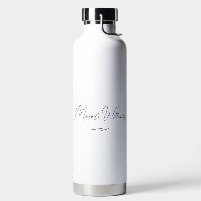 Minimalist Elegant Handwritten Custom Name  Water Bottle (Left)