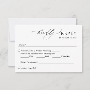 Minimalist Elegant Handwritten Script Wedding RSVP Card
