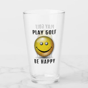 Minimalist Elegant Happy Golfer Design Glass