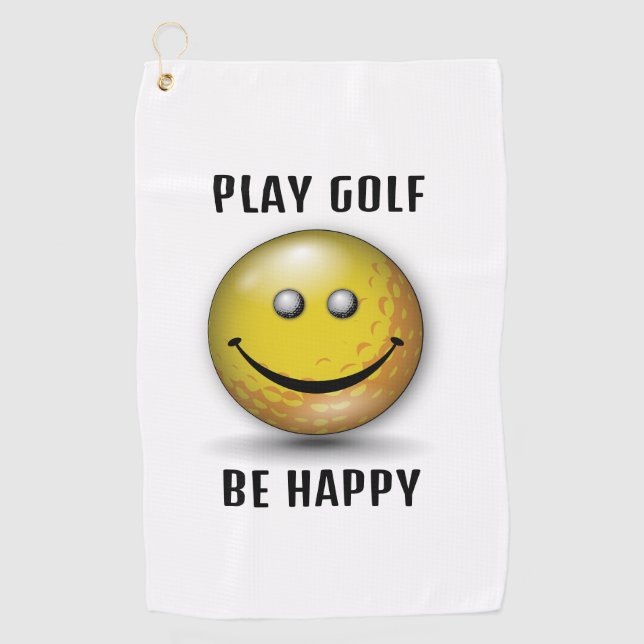Minimalist Elegant Happy Golfer Design Golf Towel (Front)