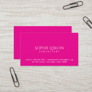 Minimalist Elegant Hot Pink Consultant (custom) Business Card