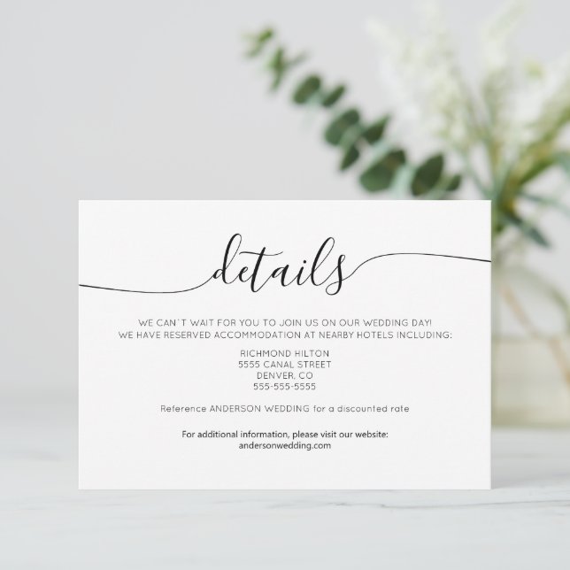 Minimalist Elegant Information Details Card (Standing Front)